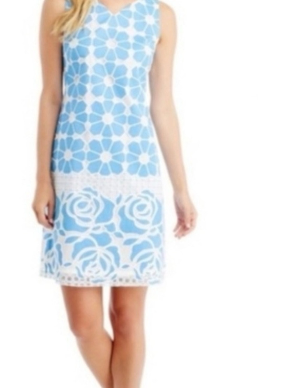 J.McLaughlin Sleeveless Blue and White Floral Shift Dress 👗